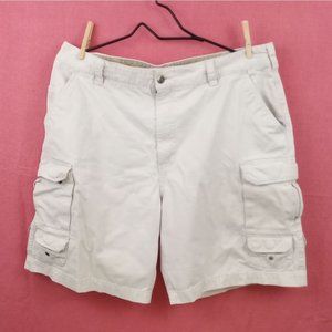 Vintage Izod Cargo Shorts Men's Size 38 Cotton tan zipper snap
